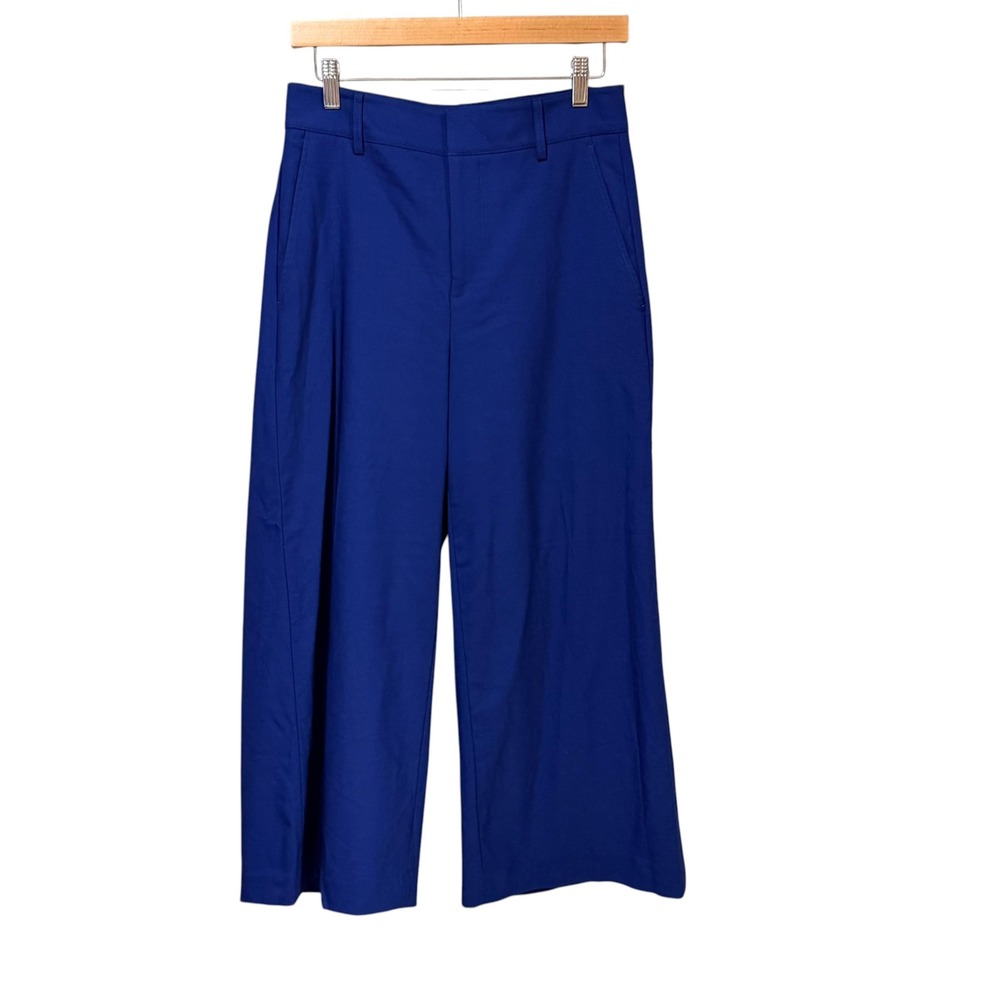 Vince Royal Blue Wide Leg Crop Wool Blend Trousers V535821601 Size 6